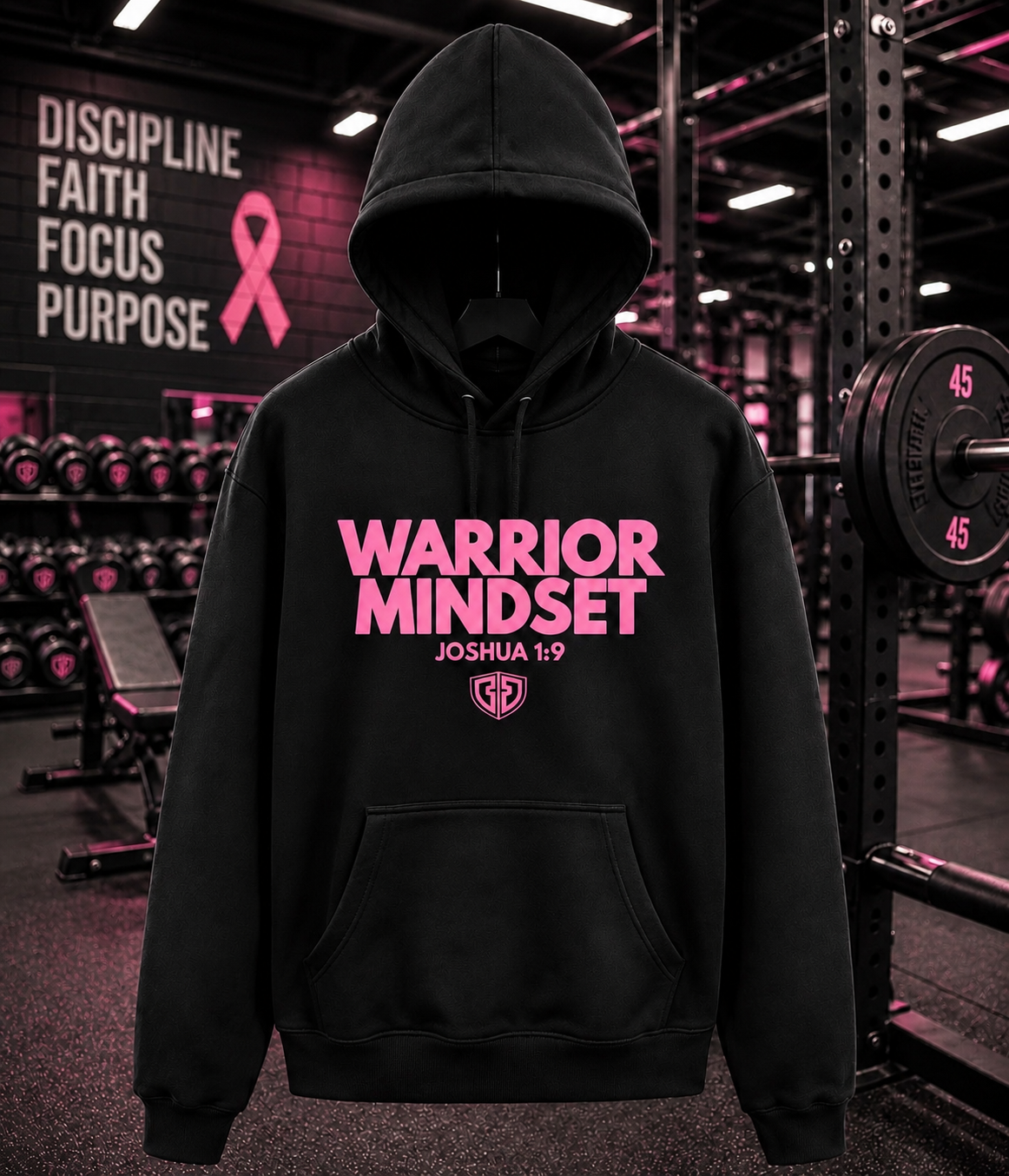 WARRIOR MINDSET Breast Cancer Awareness Hoodie